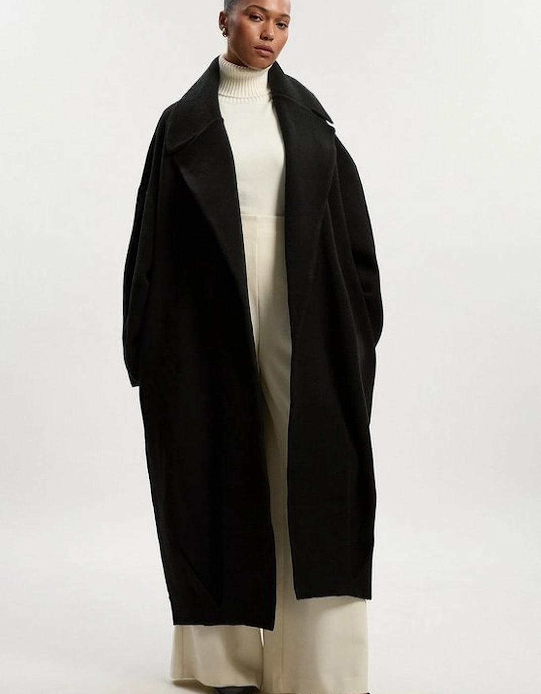 Plus Size Compact Wool Blend Oversized Knit Coatigan, 2 of 1