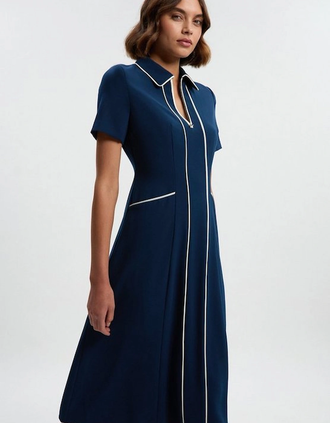 Tailored Crepe Tipped Tailored Midi Shirt Dress, 4 of 3