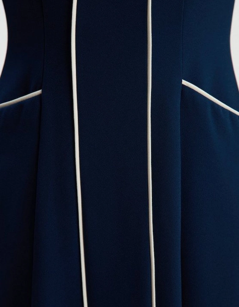 Tailored Crepe Tipped Tailored Midi Shirt Dress
