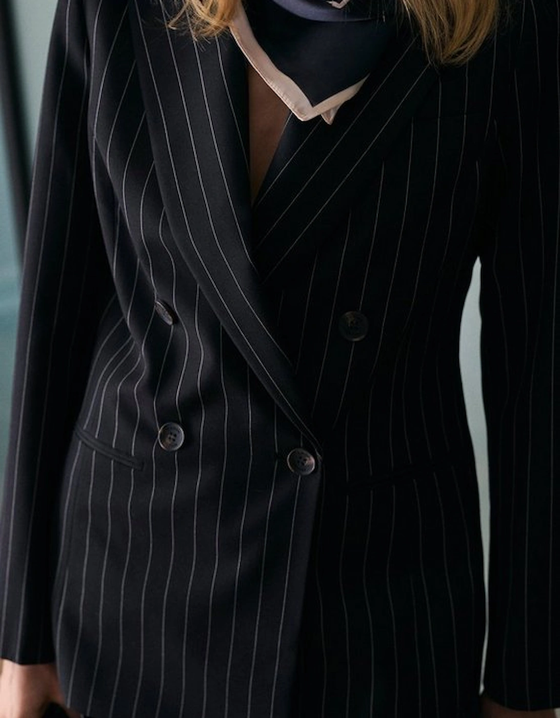 Pinstripe Double Breasted Tailored Blazer, 2 of 1
