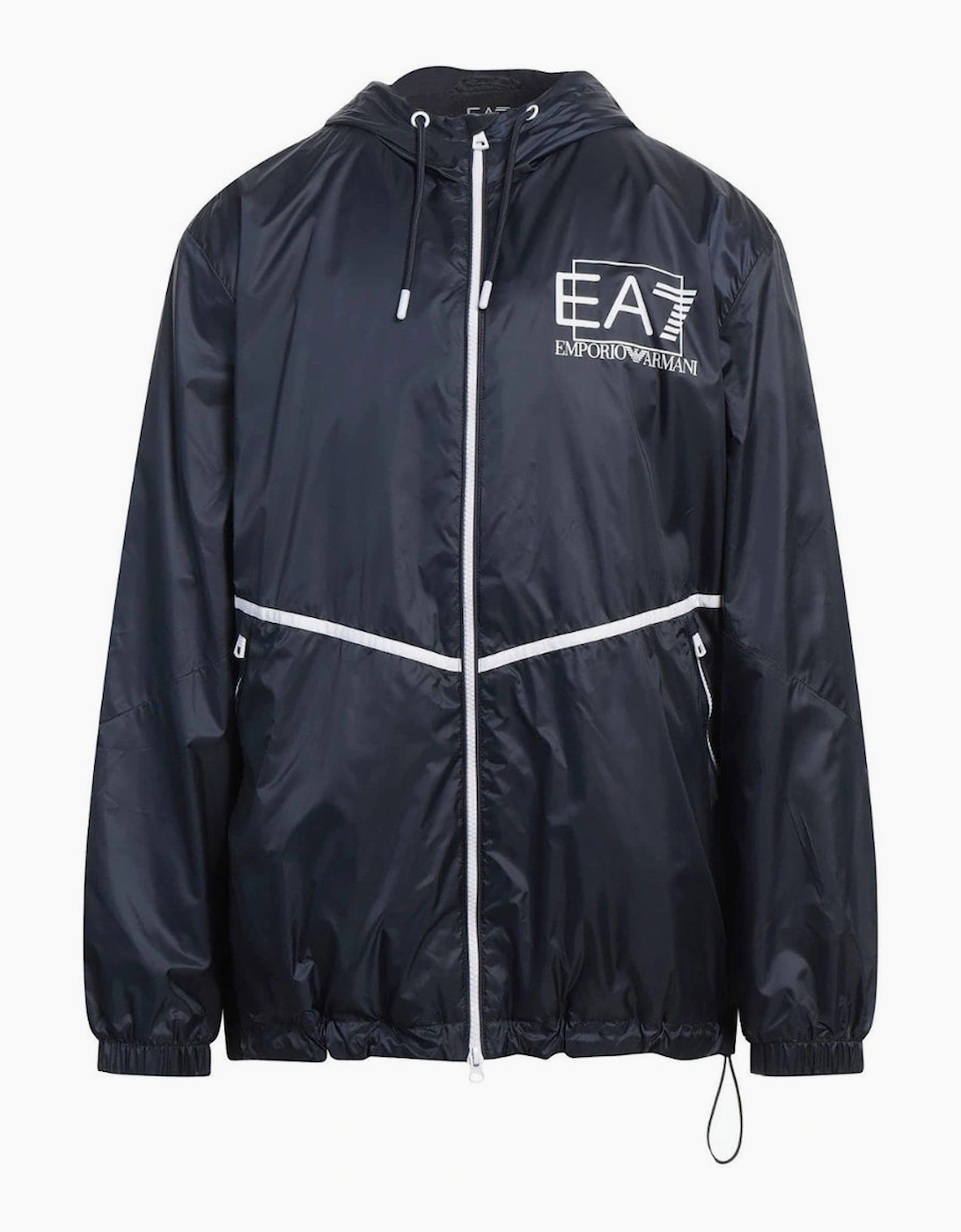 Men's EA7 Navy Blue Hooded Jacket - Size: 44/Regular