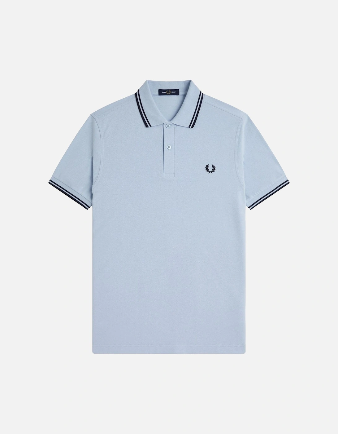 Men's Fred Perry Twin Tipped Polo Shirt Light Smoke/Navy - Blue/Blue - Size: 42