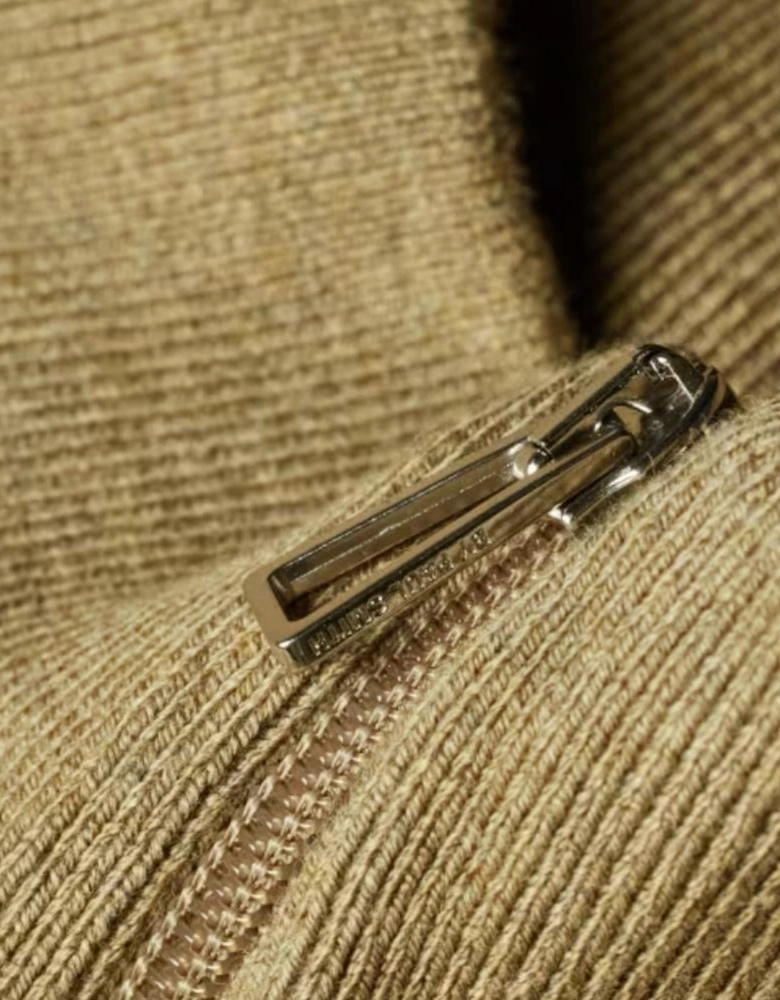PS 1/4 Zip Knit Sweat Zebra Badge - Camel