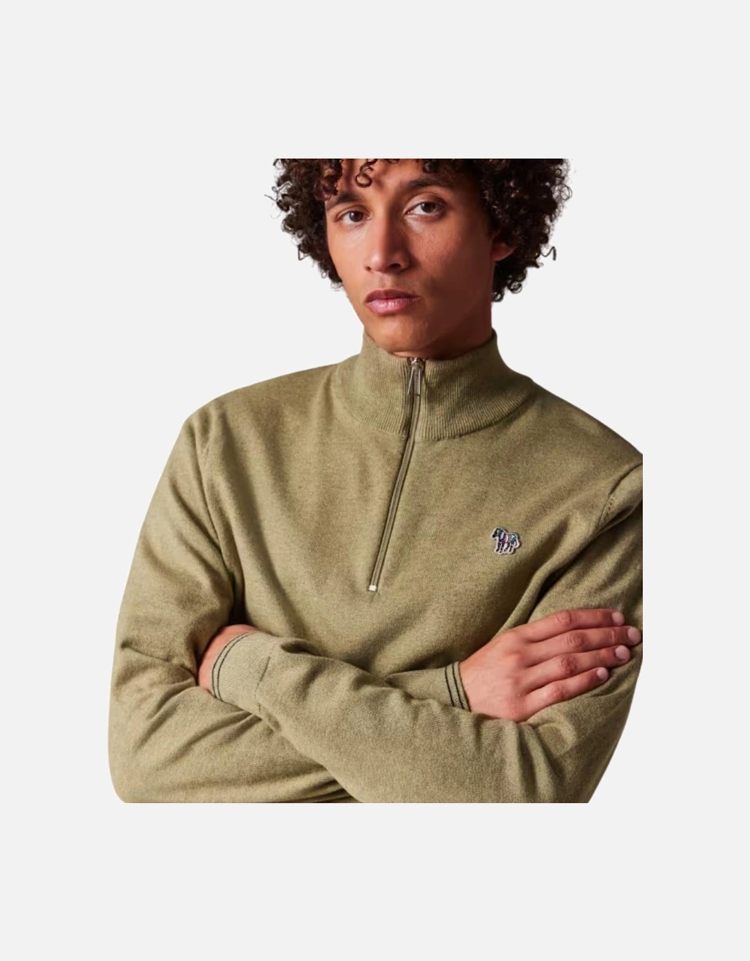 PS 1/4 Zip Knit Sweat Zebra Badge - Camel