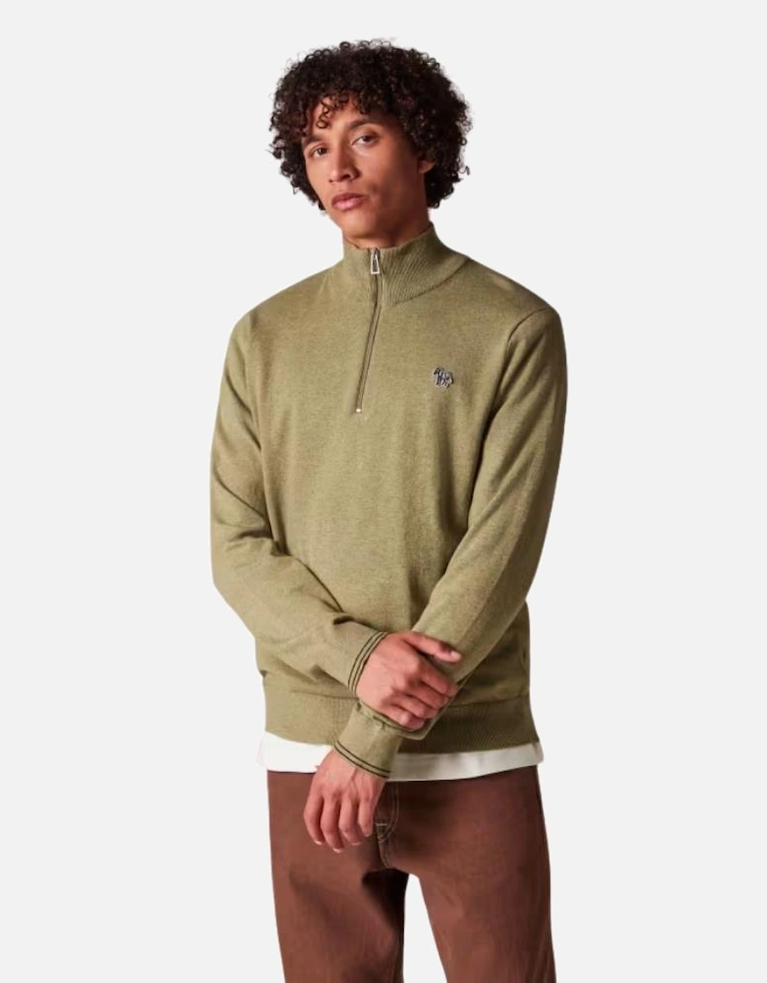 PS 1/4 Zip Knit Sweat Zebra Badge - Camel