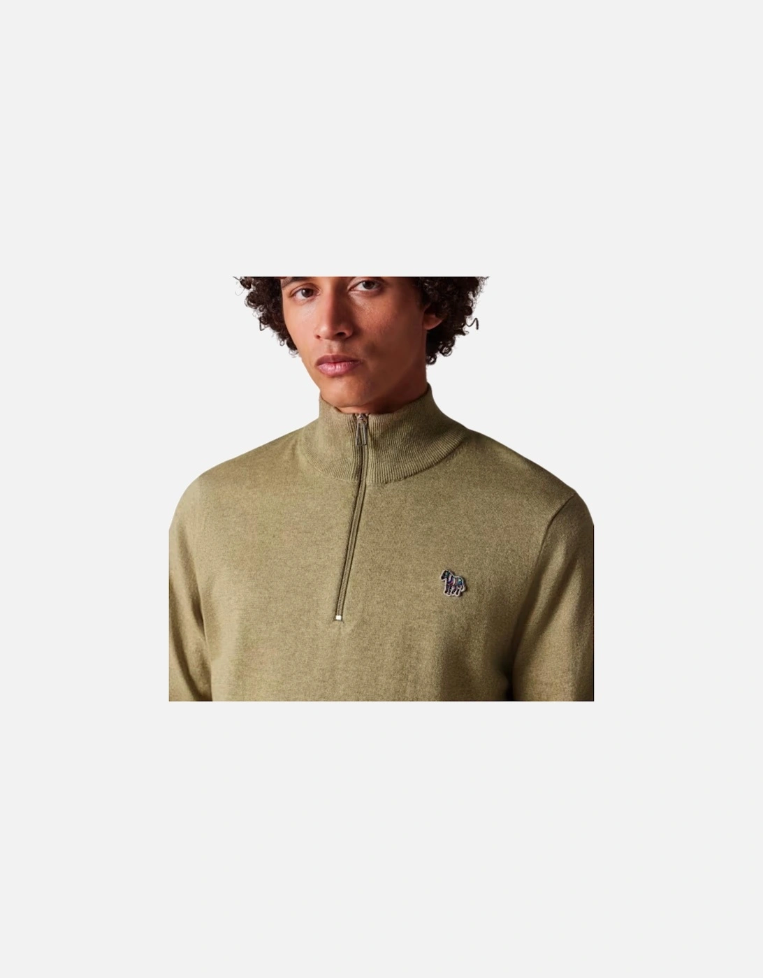 PS 1/4 Zip Knit Sweat Zebra Badge - Camel
