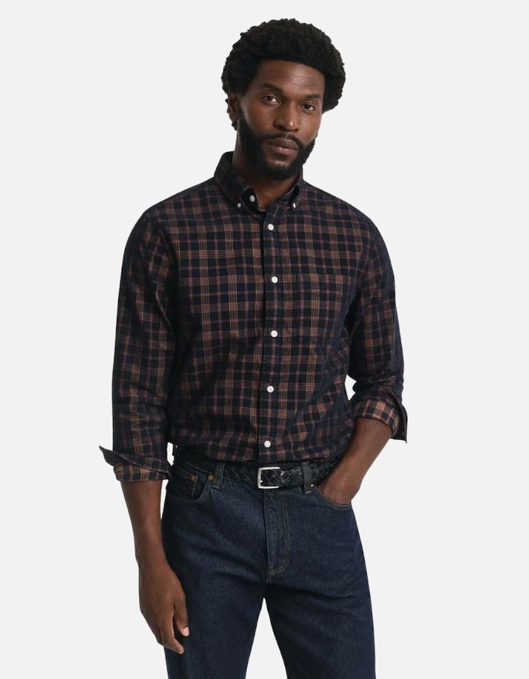 Reg Corduroy Check Shirt - Evening Blue