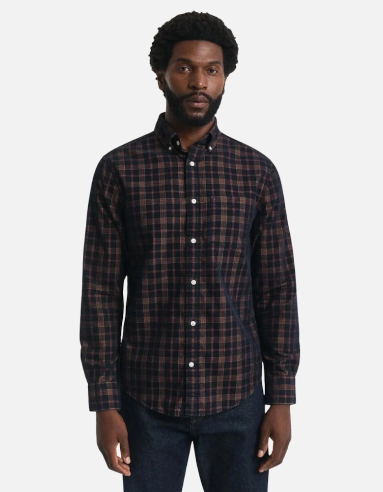 Reg Corduroy Check Shirt - Evening Blue