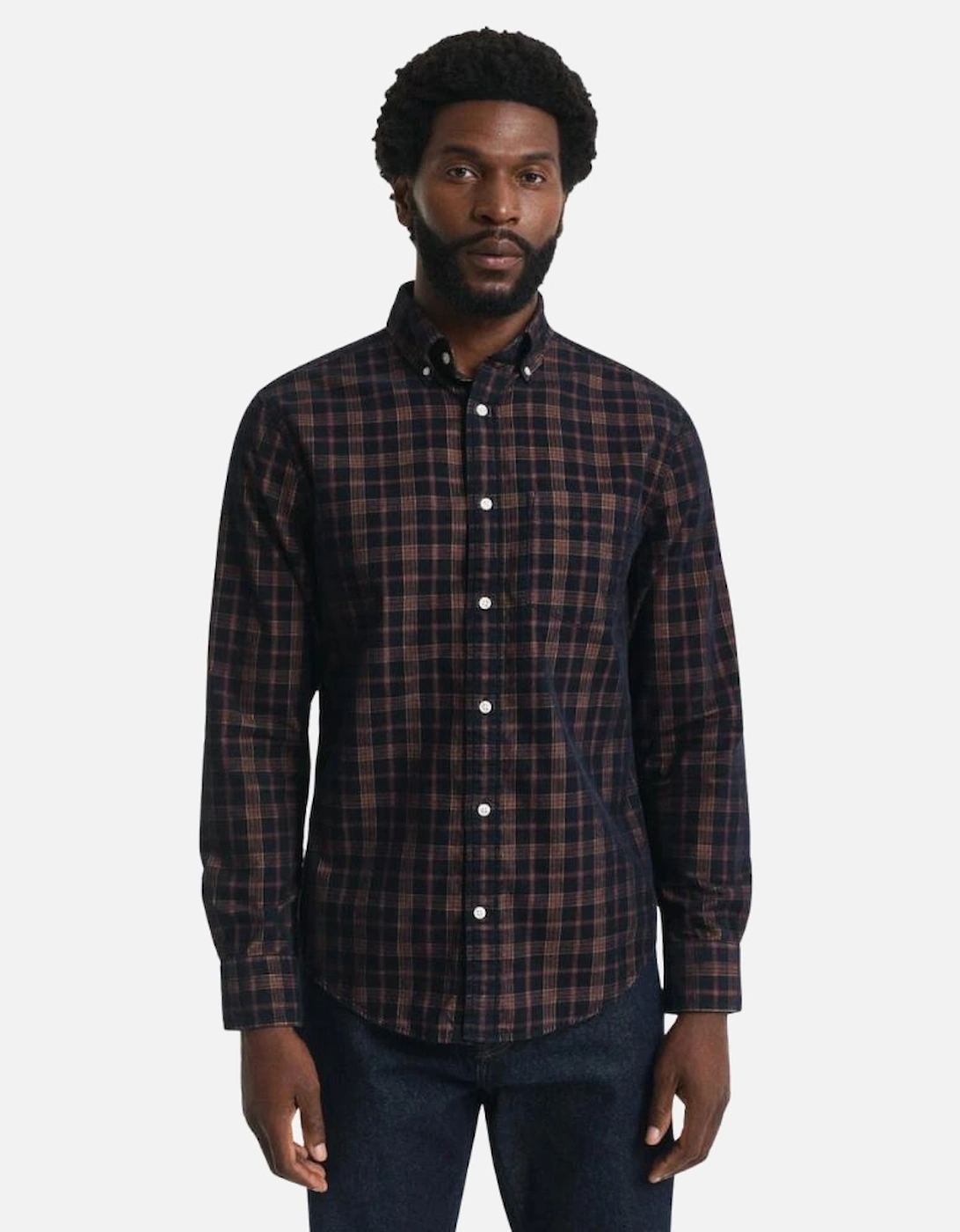 Reg Corduroy Check Shirt - Evening Blue