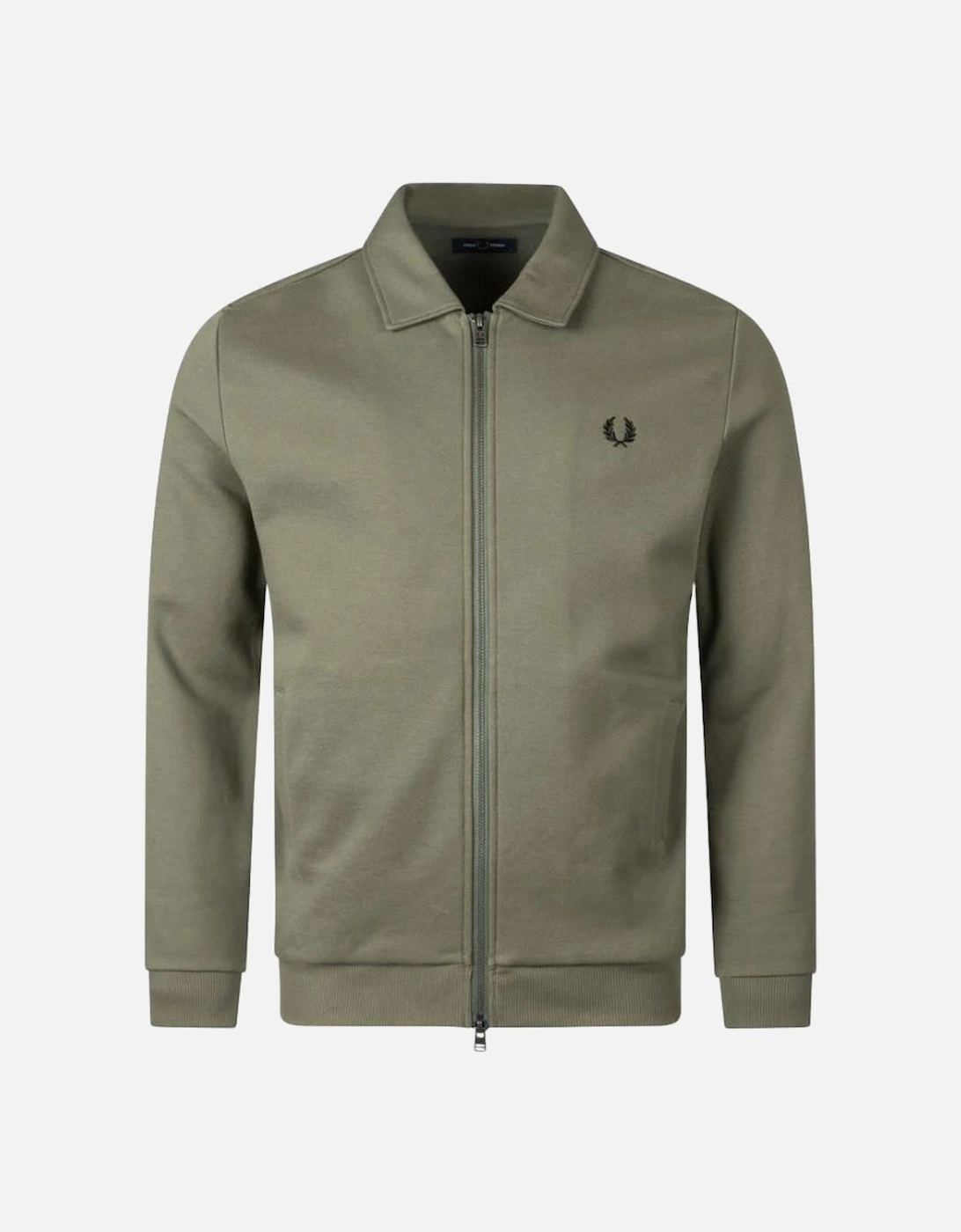 Men's Fred Perry Zip Through Collared Sweatshirt - Laurel Wreath Green - Size: 38/Regular