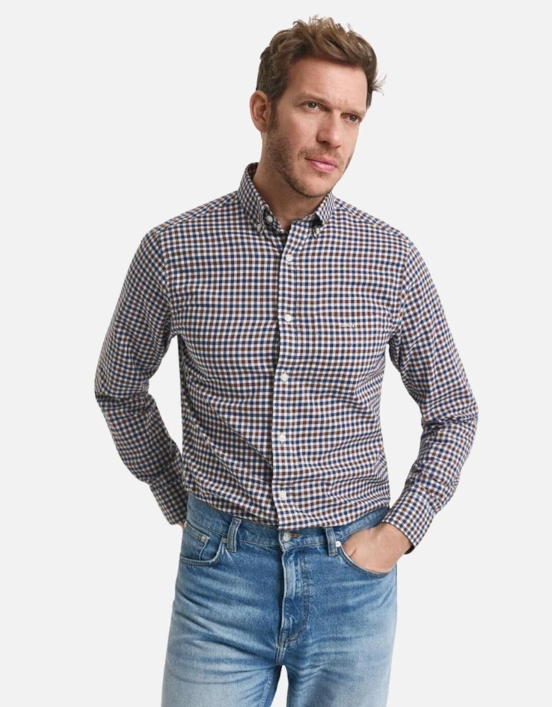 Reg Twill Gingham Shirt - Mahogany Brown