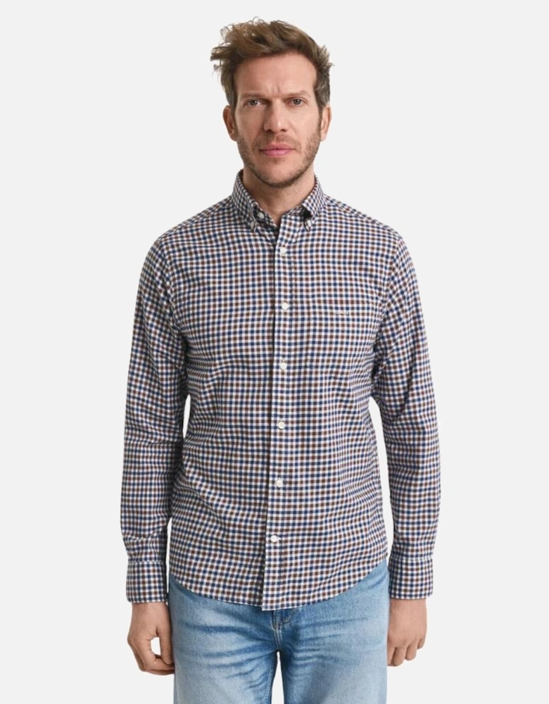 Reg Twill Gingham Shirt - Mahogany Brown