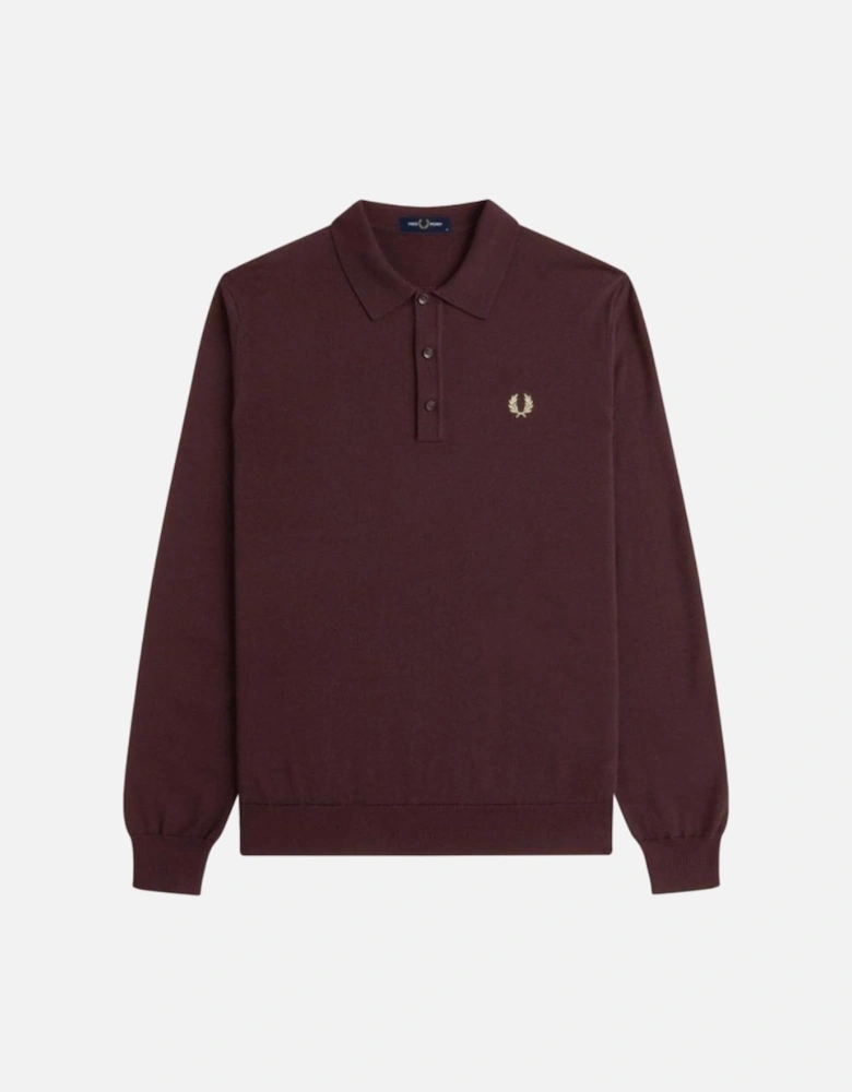 Classic Knitted LS Polo - Oxblood