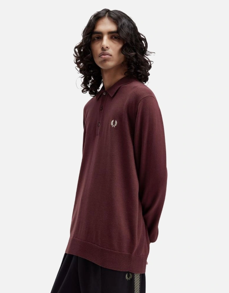 Classic Knitted LS Polo - Oxblood
