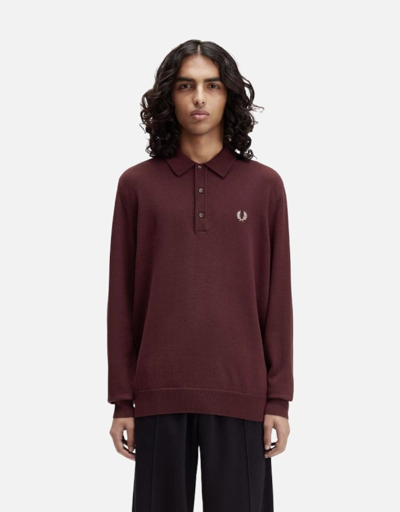Classic Knitted LS Polo - Oxblood