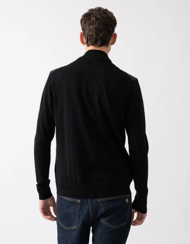 Kelbrook Mens Merino Wool Zip Cardigan - Black