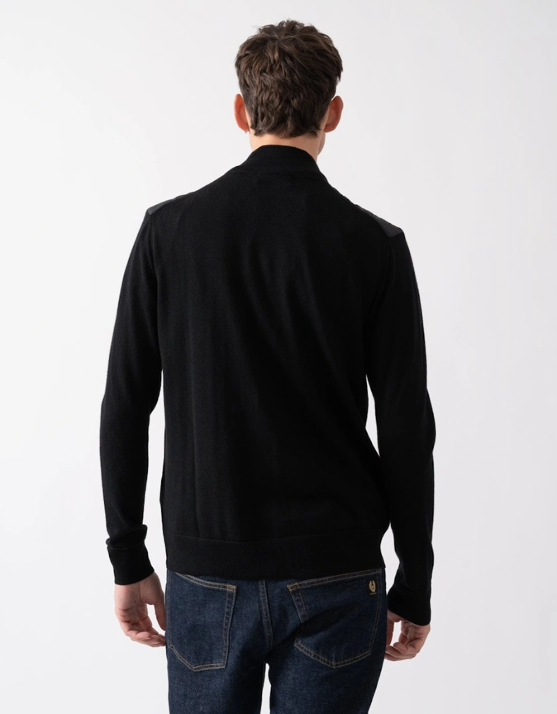 Kelbrook Mens Merino Wool Zip Cardigan - Black