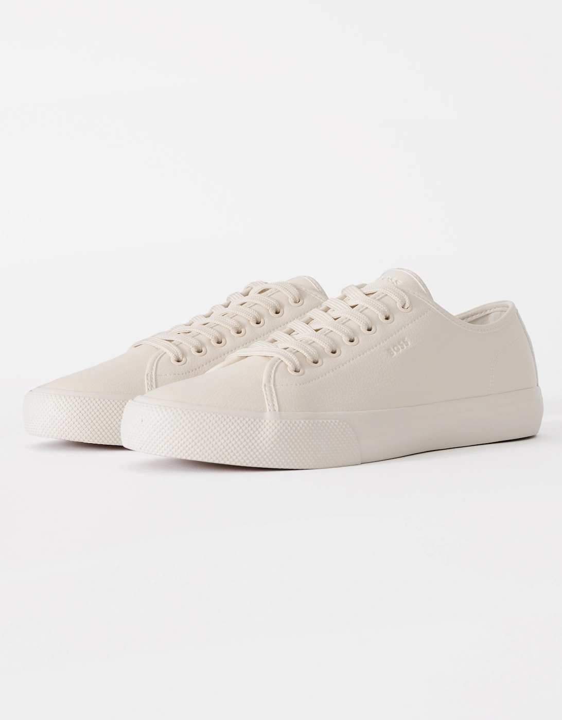 BOSS Orange Aiden Tenn Mens Low Top Trainers in Grained Faux Leather - Light Beige 275, 2 of 1