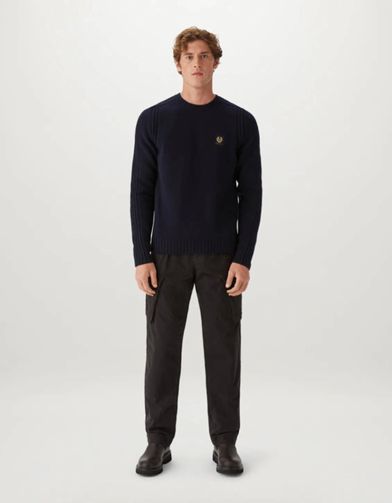 Watch Mens Crew Neck Jumper With Logo Patch - Dark Ink