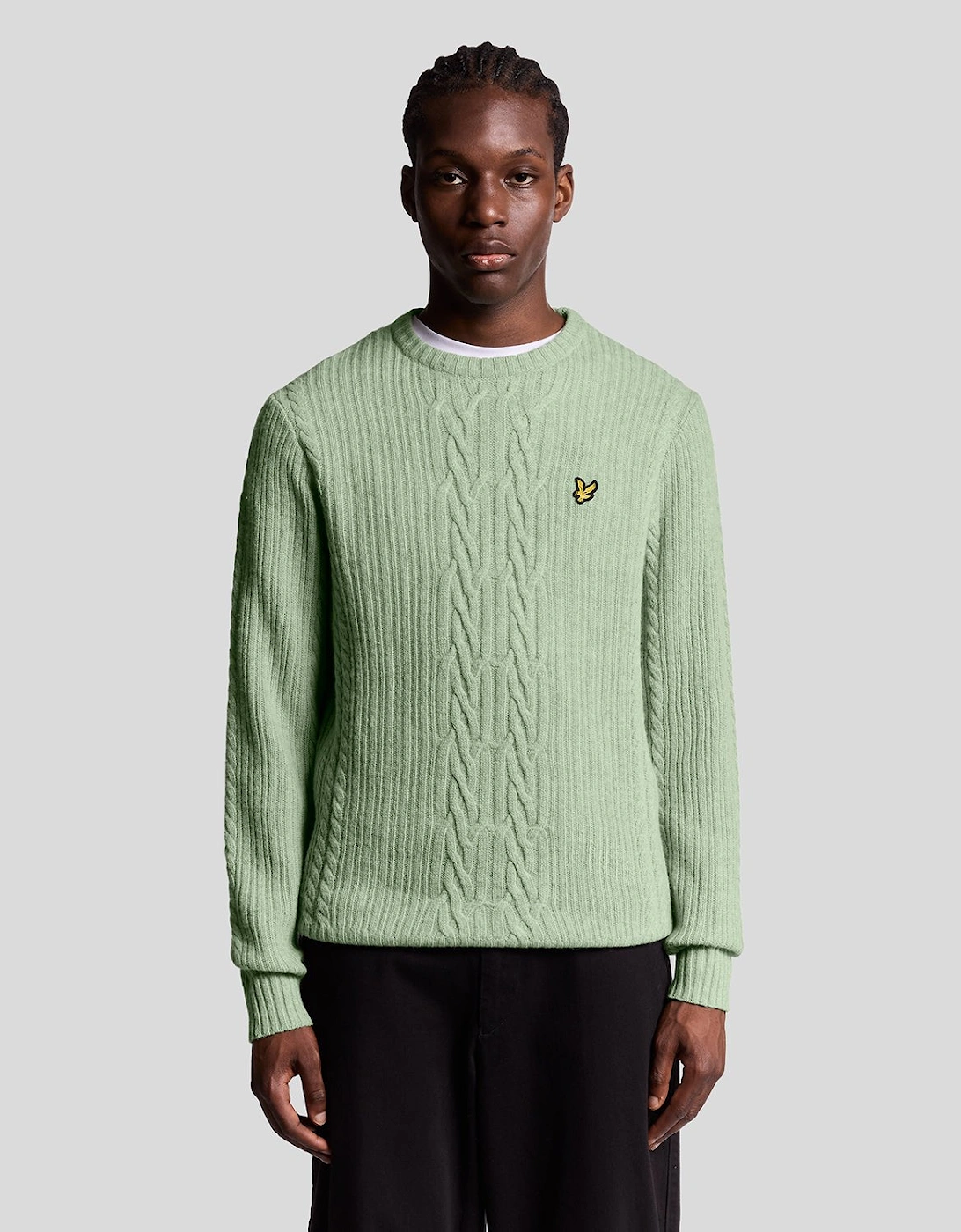 Lyle And Scott Men's Blue Ribbed Cable Knit Jumper  34 Xs