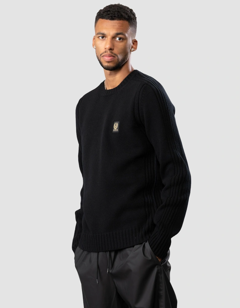 Watch Mens Crew Neck Jumper With Logo Patch - Black