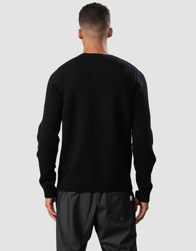 Watch Mens Crew Neck Jumper With Logo Patch - Black