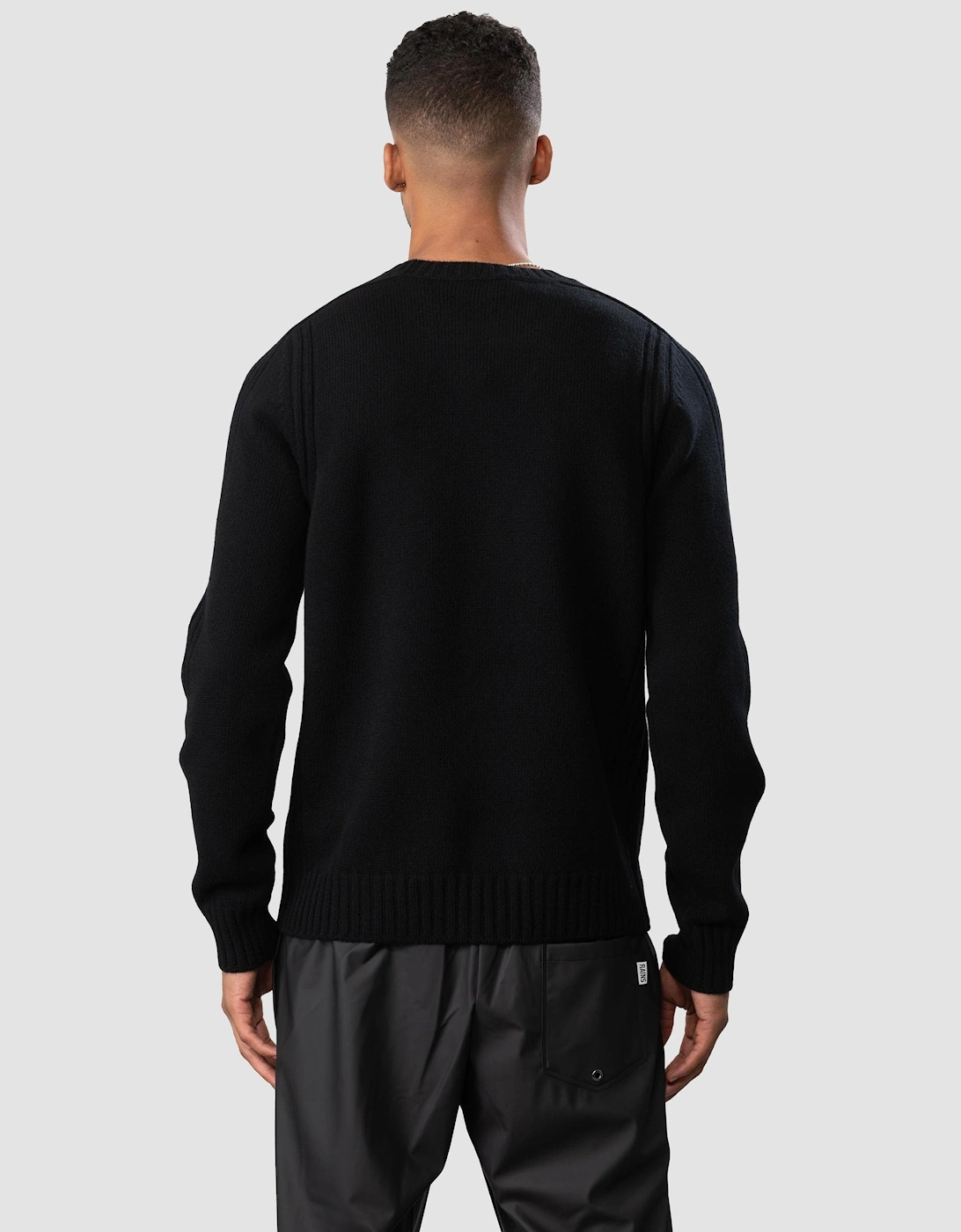 Watch Mens Crew Neck Jumper With Logo Patch - Black