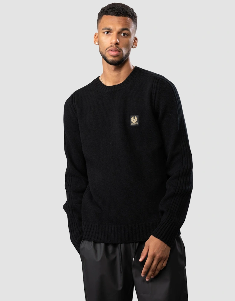 Watch Mens Crew Neck Jumper With Logo Patch - Black