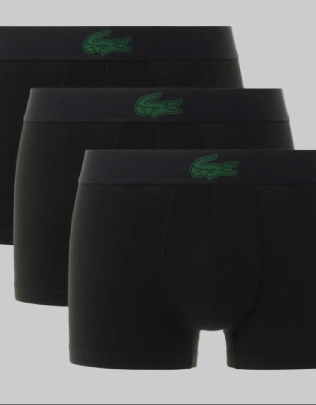 3-Pack Stretch Cotton Trunks With Crocodile Waistband, Black, 2 of 1