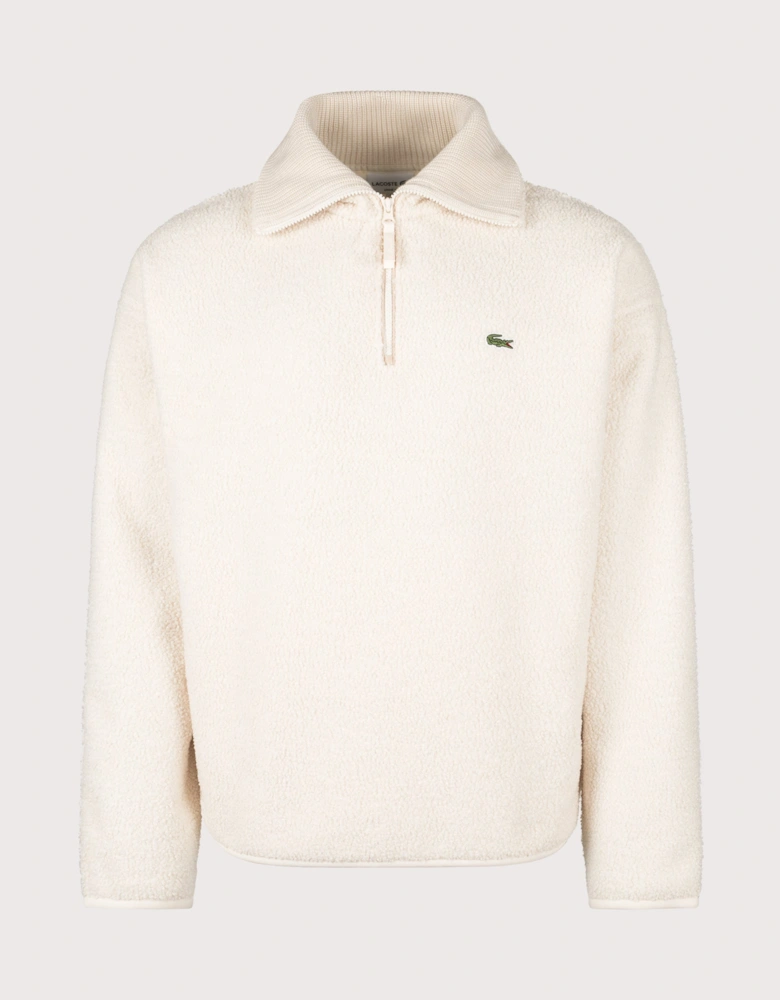 Relaxed Fit Quarter Zip Neck Polar Fleece Sweatshirt