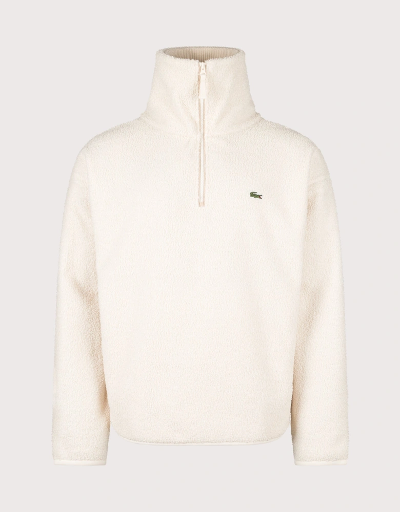 Relaxed Fit Quarter Zip Neck Polar Fleece Sweatshirt