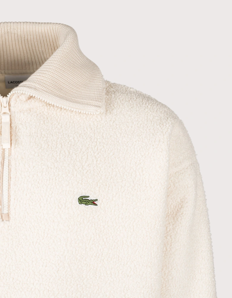 Relaxed Fit Quarter Zip Neck Polar Fleece Sweatshirt