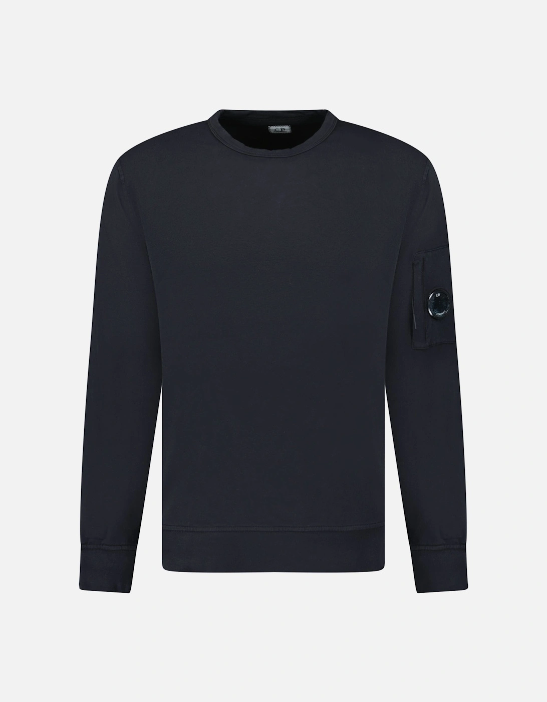 Men's CP Company Lens Light Fleece Crewneck Sweatshirt Black - Size: 36