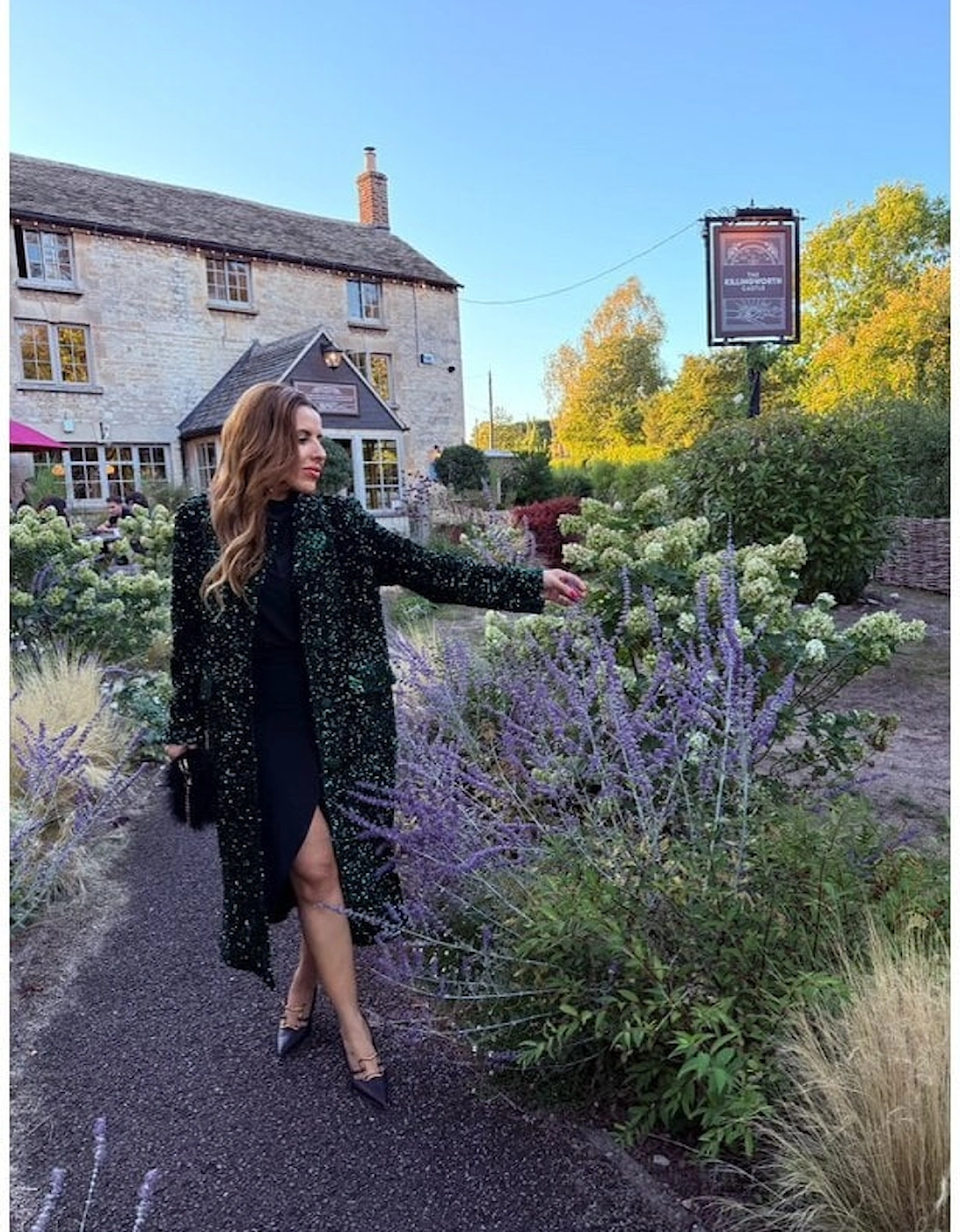 Green Sequin Velvet Trench Coat