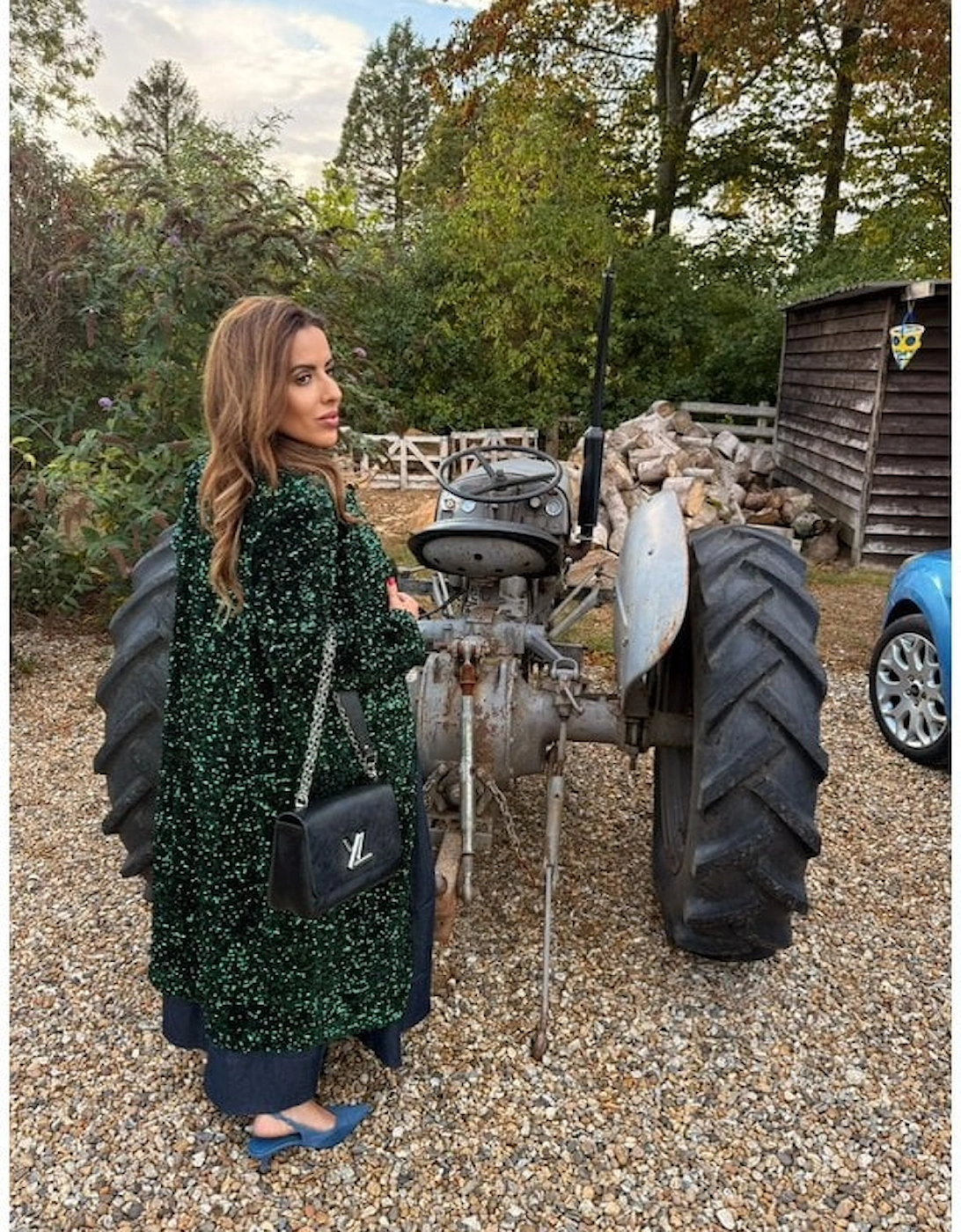 Green Sequin Velvet Trench Coat