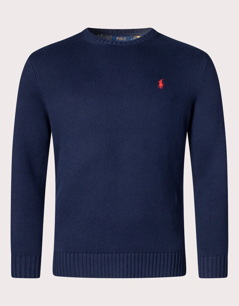 Cotton Ribbed Crew Neck Jumper
