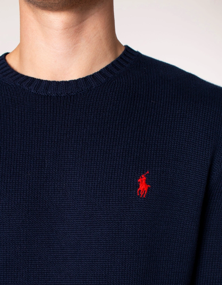 Cotton Ribbed Crew Neck Jumper