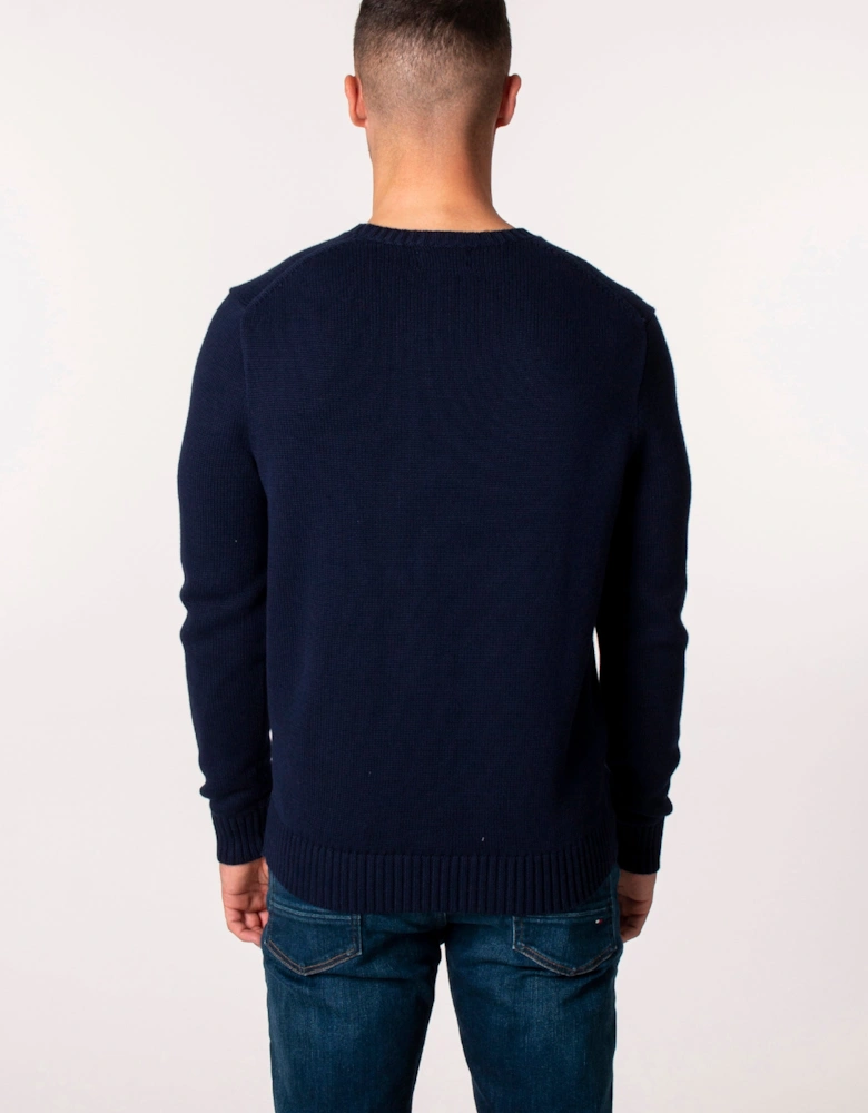 Cotton Ribbed Crew Neck Jumper