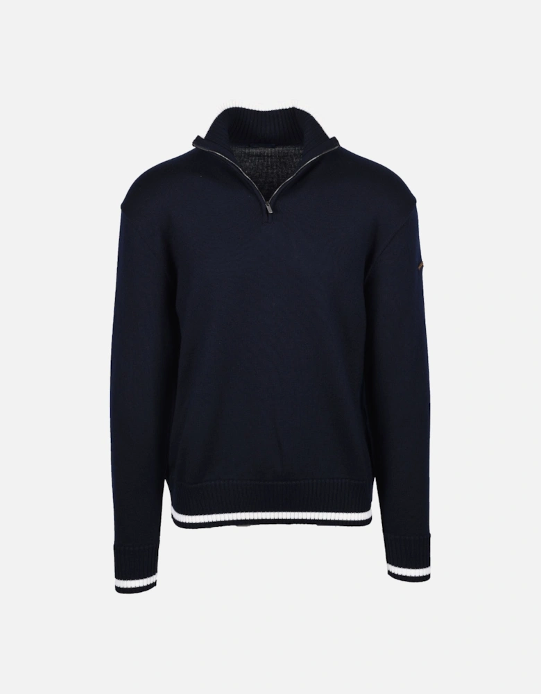 Half Zip Knitwear Navy & Cream