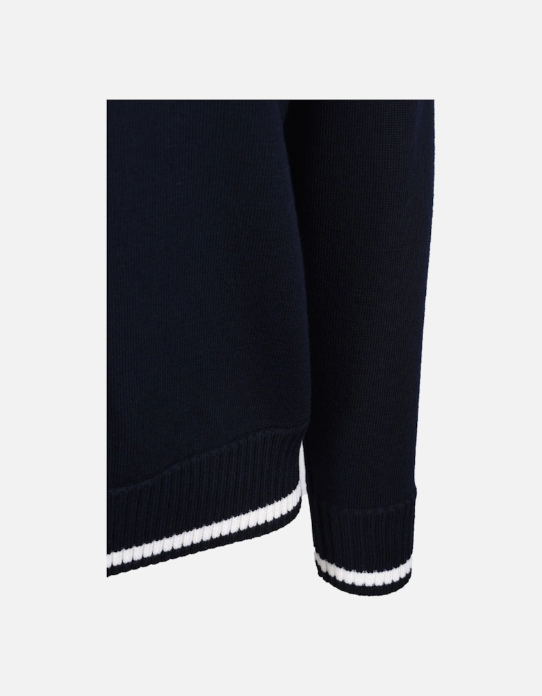 Half Zip Knitwear Navy & Cream