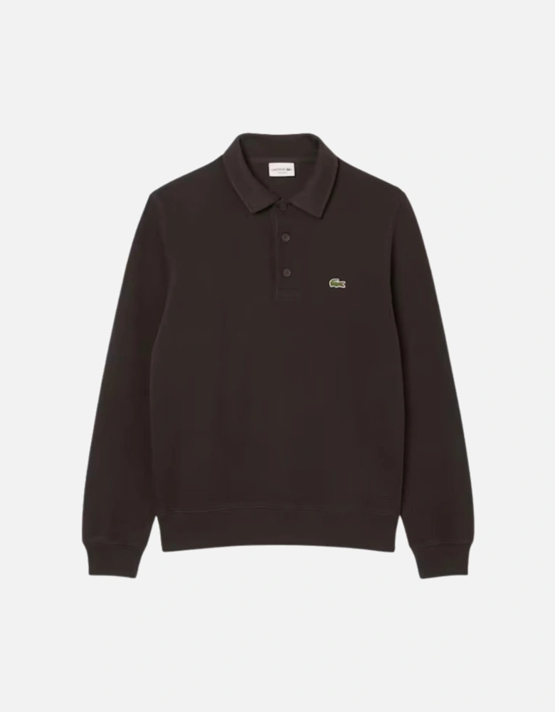 Ribbed Cotton Polo Collar Sweatshirt - Port