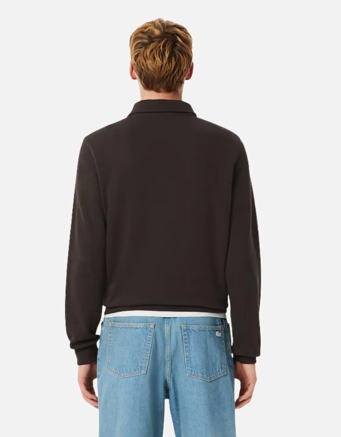 Ribbed Cotton Polo Collar Sweatshirt - Port