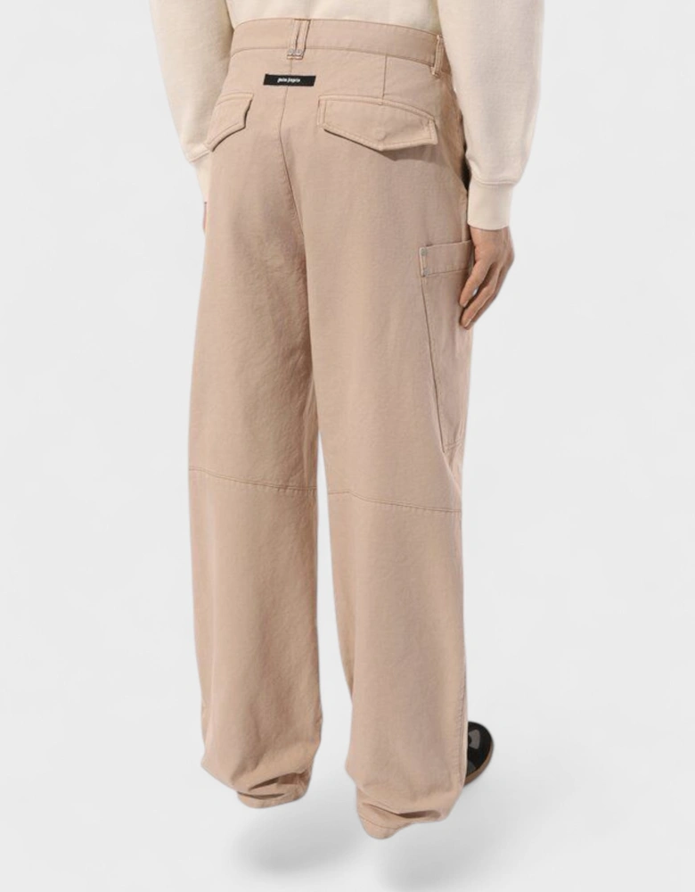 Wide Leg Cargo Trousers Beige
