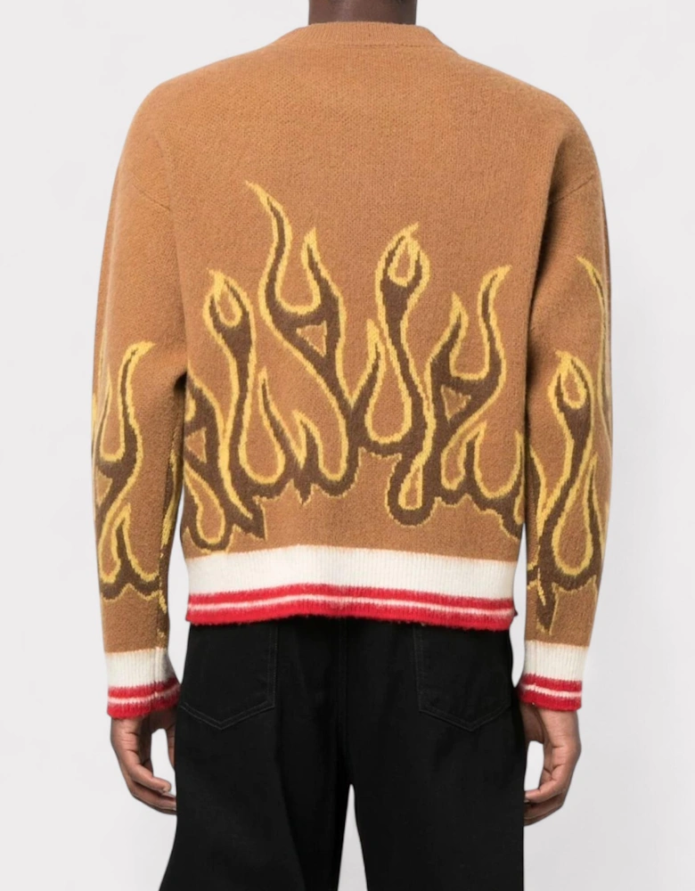 Burning Flame Drop Shoulder Sweater Brown