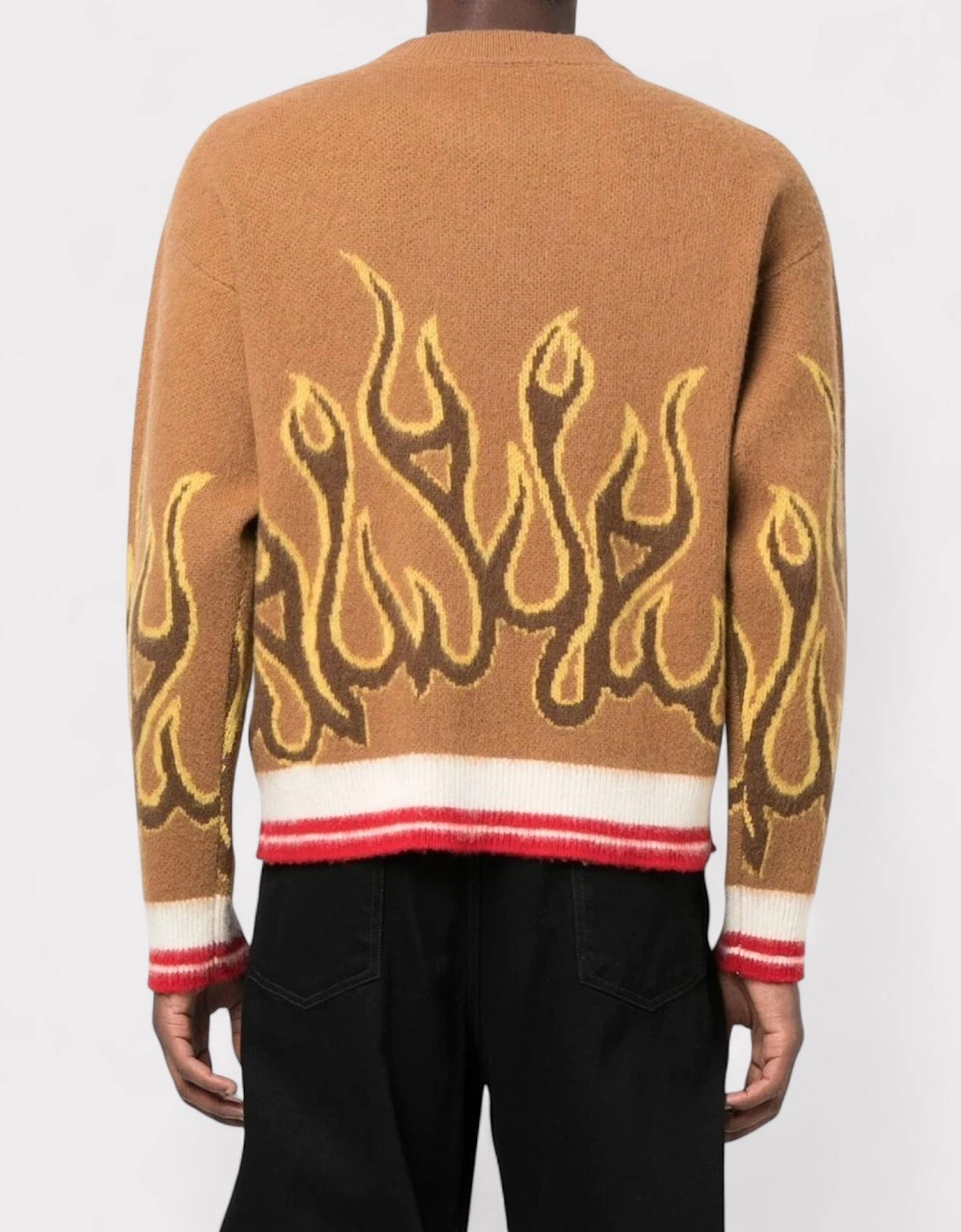 Burning Flame Drop Shoulder Sweater Brown