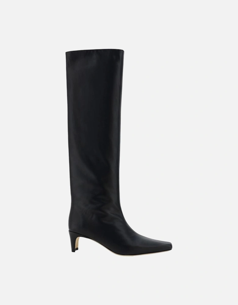Leather Tote Bag with Gold-Tone Hardware Women - Black Boots