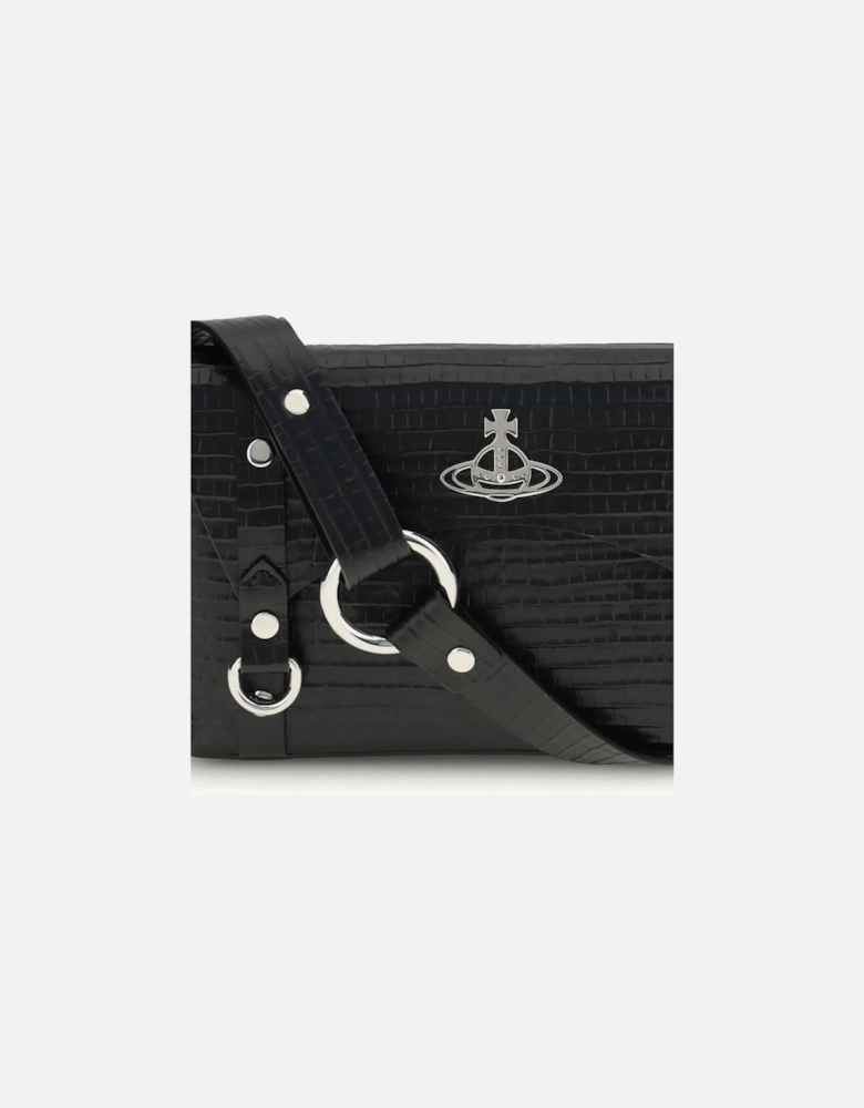 Leather Quilted Shoulder Bag with Chain Strap Women - Black