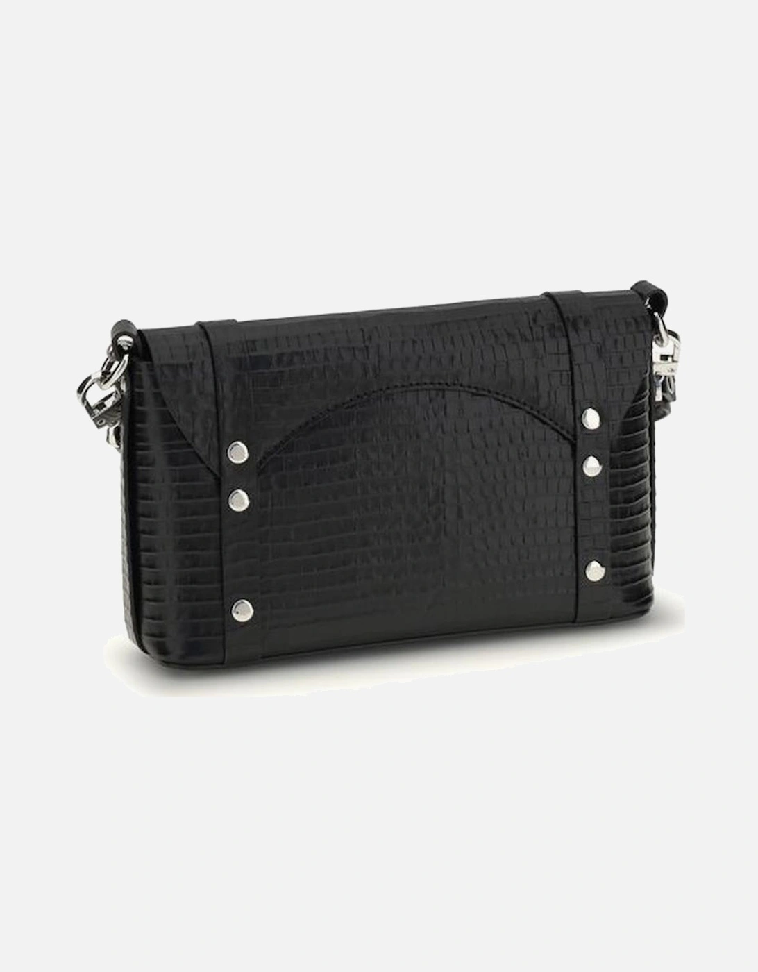 Leather Quilted Shoulder Bag with Chain Strap Women - Black