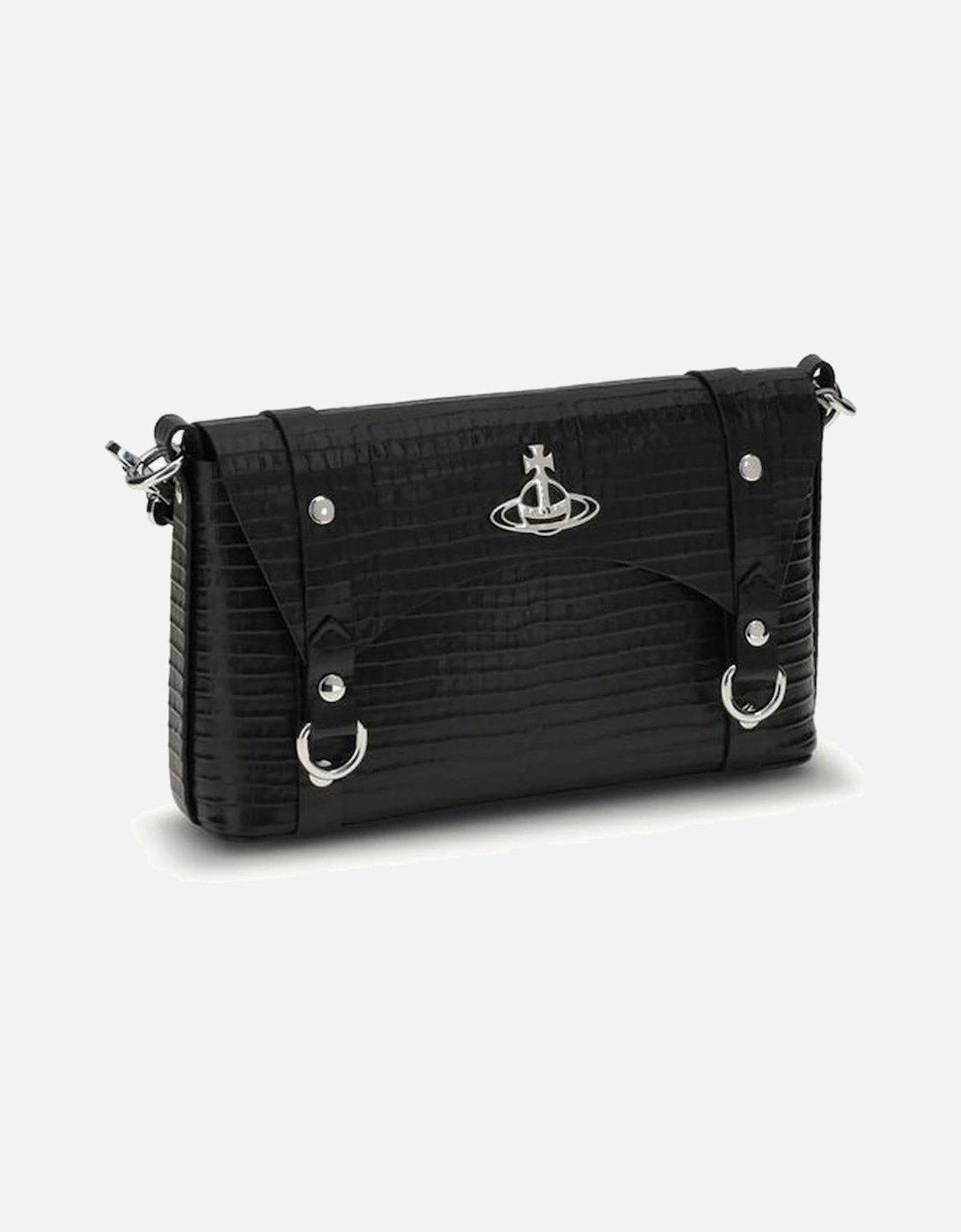 Leather Quilted Shoulder Bag with Chain Strap Women - Black