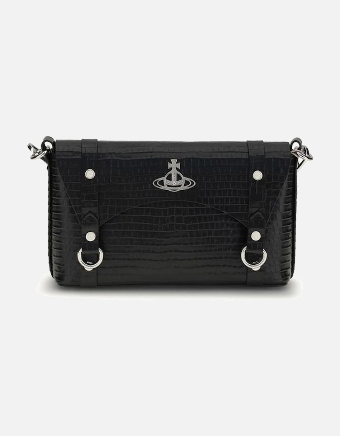 Leather Quilted Shoulder Bag with Chain Strap Women - Black, 5 of 4